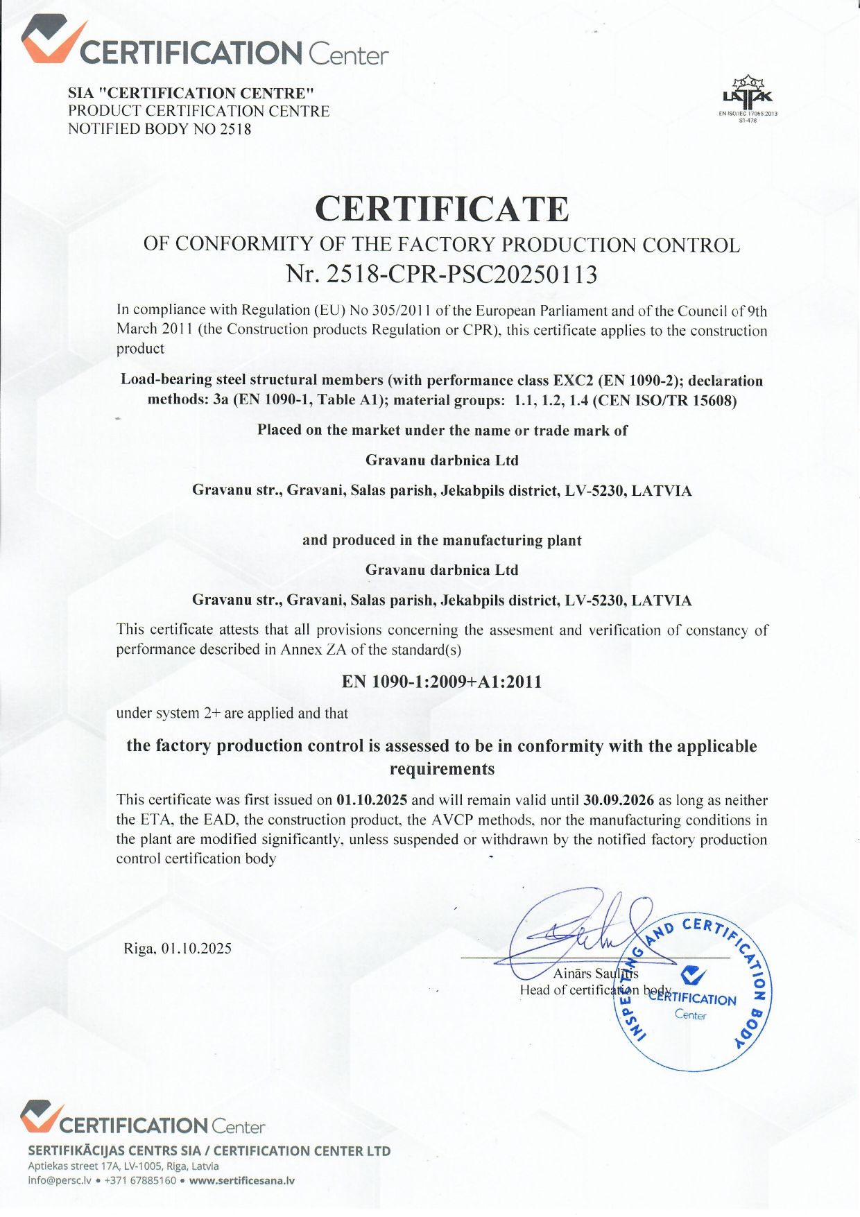 EN 1090-2 sertifikāts